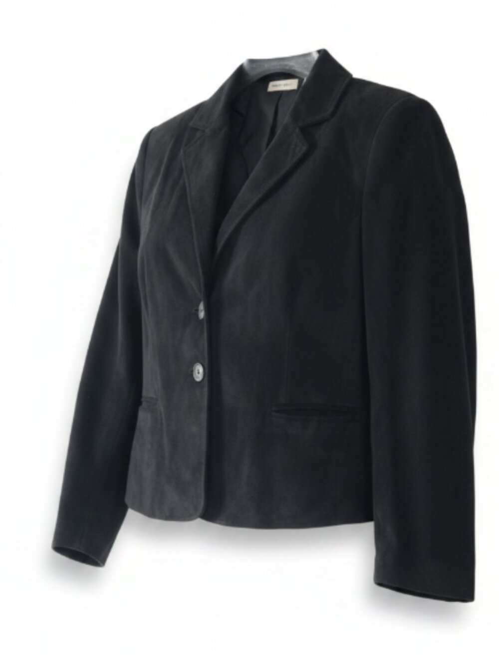 FieldGear Black Suede Leather Blazer Jacket Women’s M Soft Leather Open Front EU